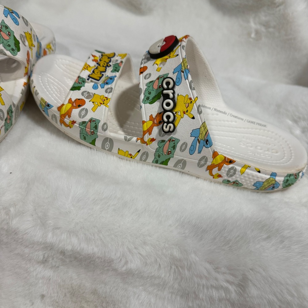 Crocs Classic Pokemon II Sandals White Multi Pikachu Slides Mens 7 Womens 9 - Picture 4 of 8